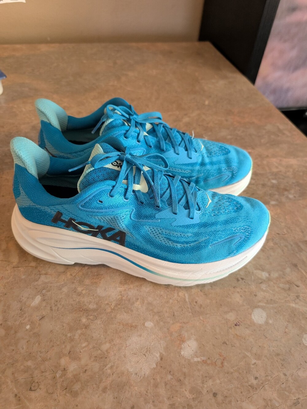 Hoka One One Clifton 10 Skyward Blue Running Cushioned Shoes Men Size 11.5